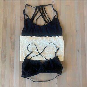 NWOT Bralette Bundle Black Cream Lace